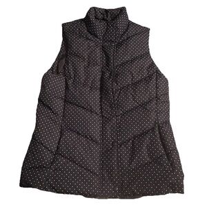 Gap Vest Womens Medium Blue & White Polka Dot Puffer Quilted Full Zip Snaps
